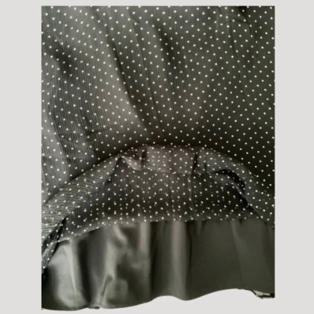 J. Crew Vintage Y2K Silk Chiffon Black Dot Empire Waist Dress Size 6 Babydoll